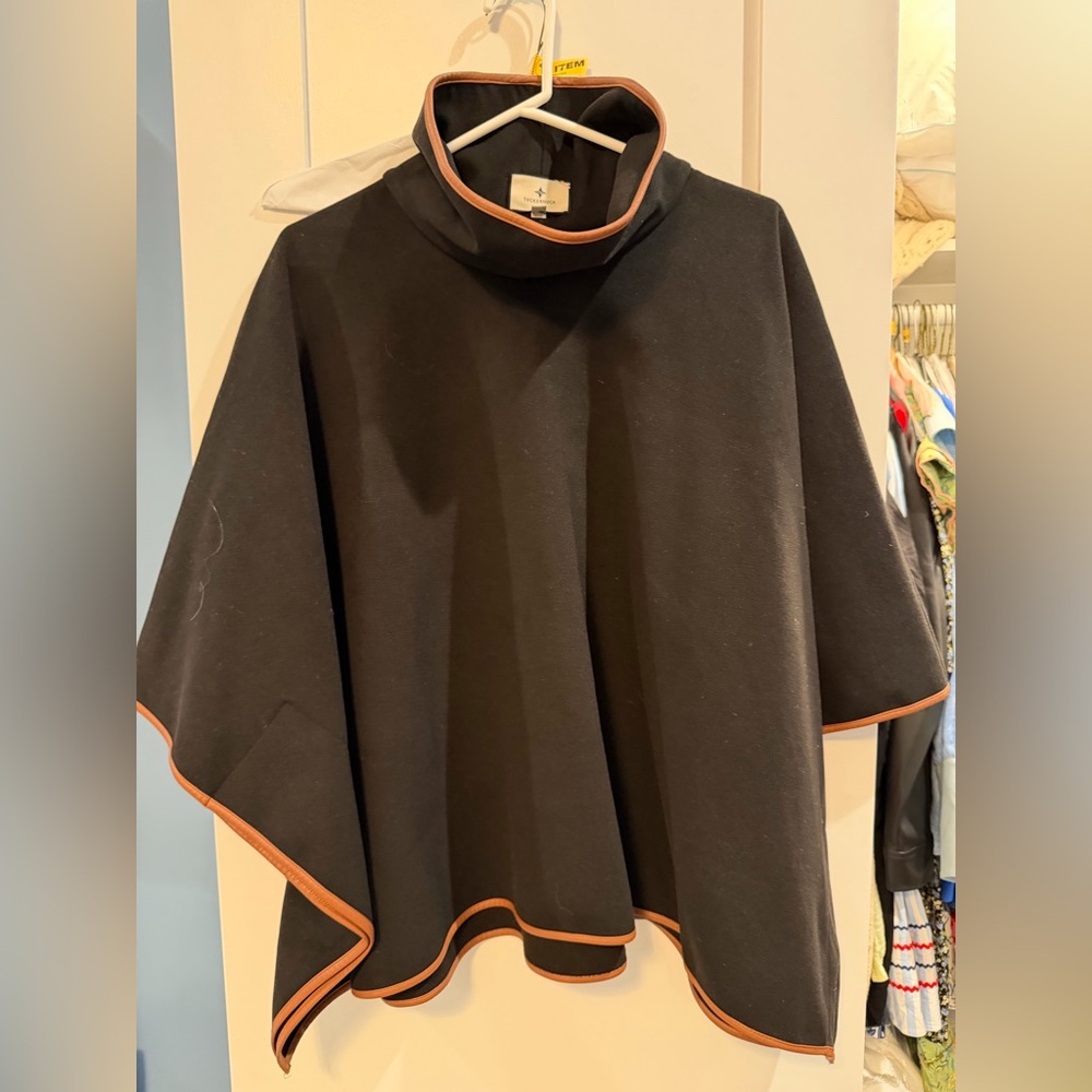 Tuckernuck Elegant Black Cape with Tan Trim